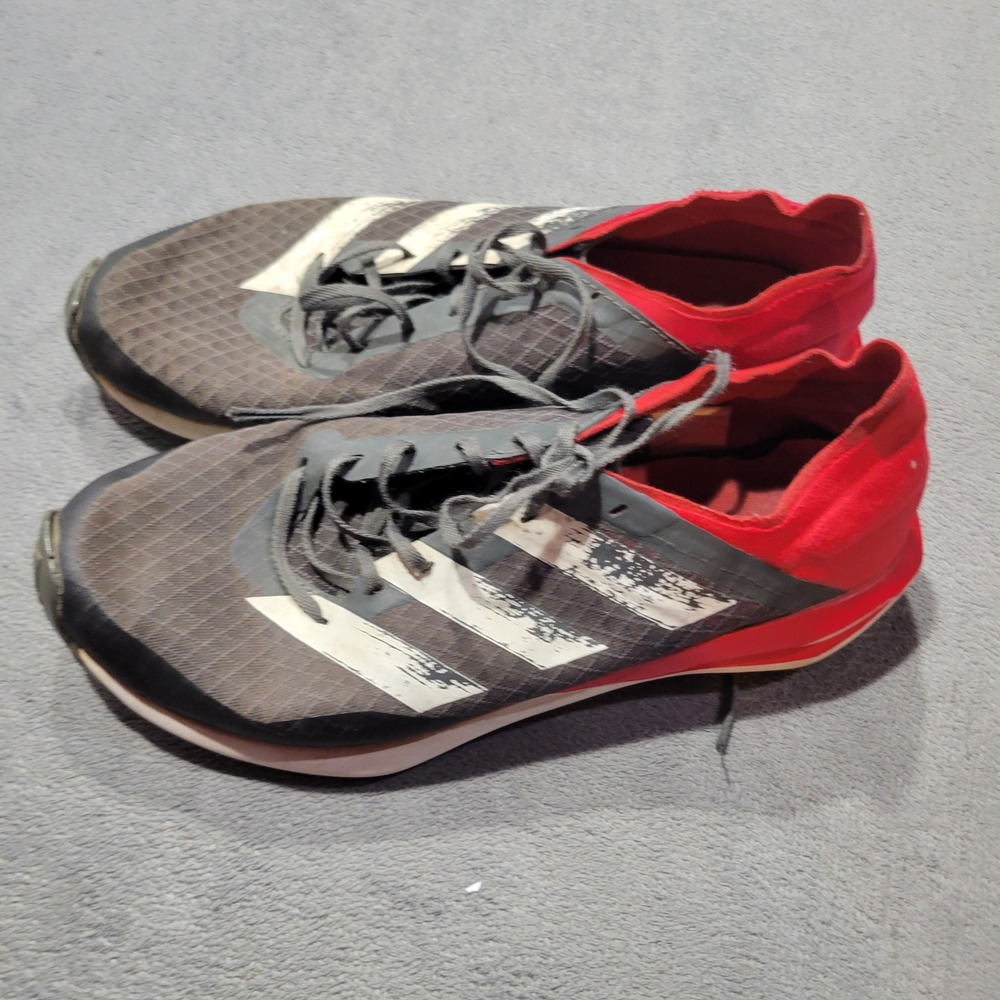 adidas Running Shoe Mens 5 Grey Red Cloudfoam Athletic Sneaker Lightweight Sport